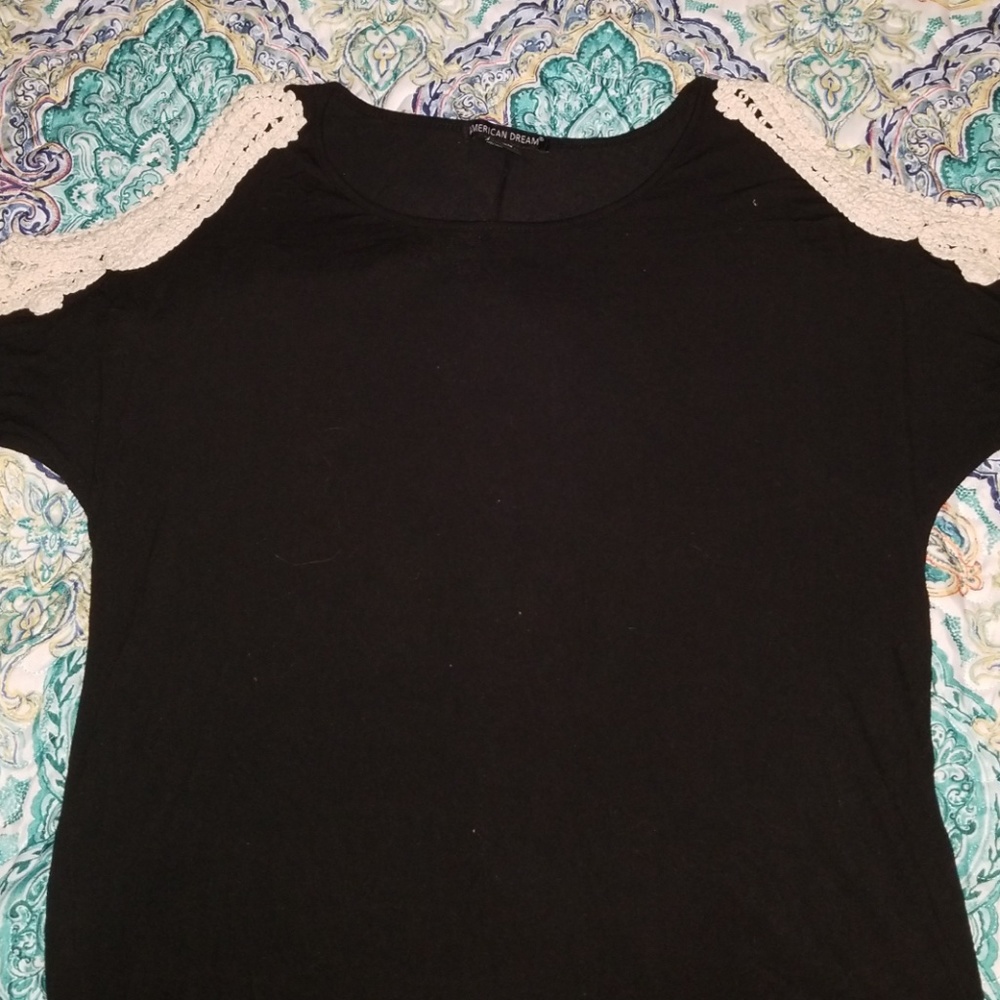 Black Tee w/ Shoulder Cut-Outs